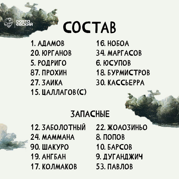 Играем в белом: состав на матч с «Краснодаром»